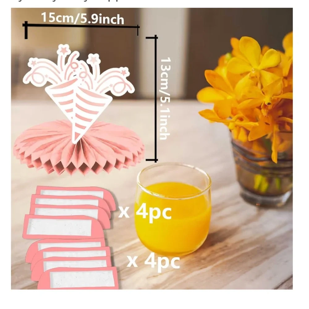 Happy 70th Birthday Rose Gold Table Honeycomb Centerpieces